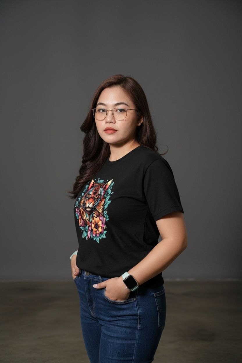 Artistic Cat Print T-Shirt